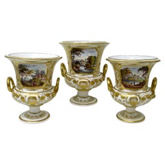 Pair Regency Crown Derby Campana Porcelain Urns Vases Garniture Robert Brewer