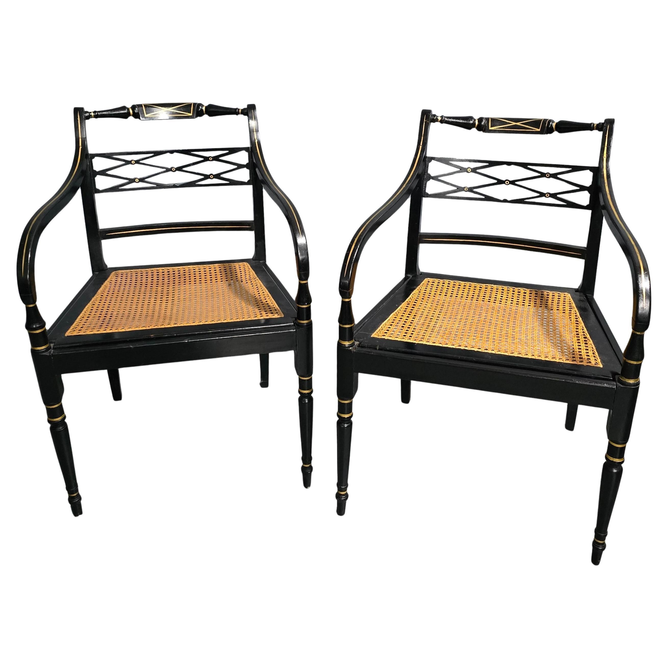 Pair Regency Ebony Side Chairs For Sale