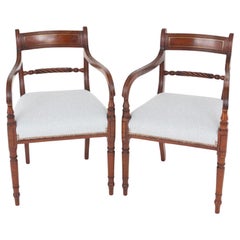 Pair Regency Elbow Chairs Mahogany Arm Chair