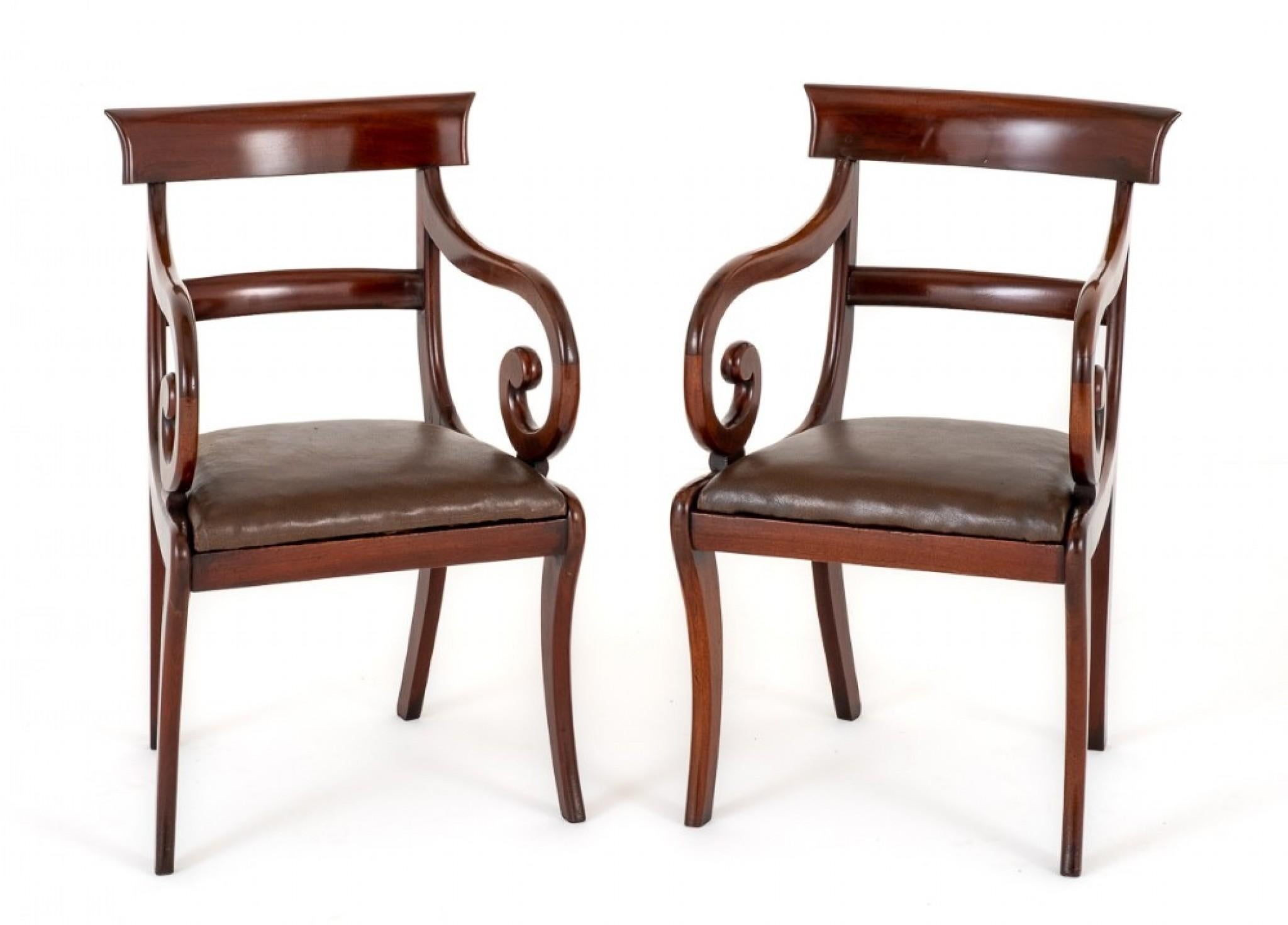 Pair Regency Elbow Chairs Mahogany Period Furniture For Sale 1