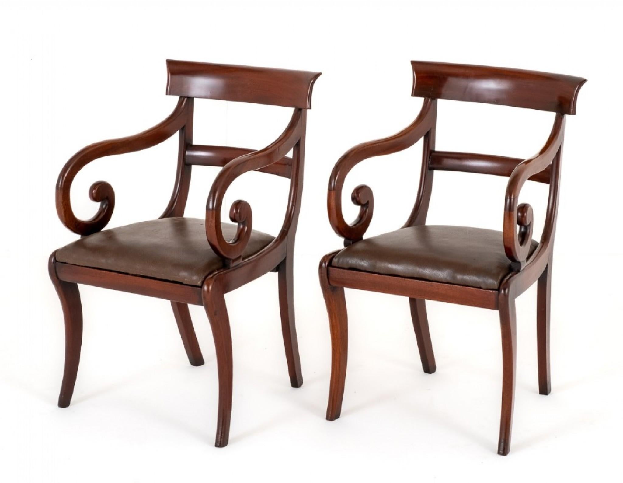 Pair Regency Elbow Chairs Mahogany Period Furniture For Sale 3