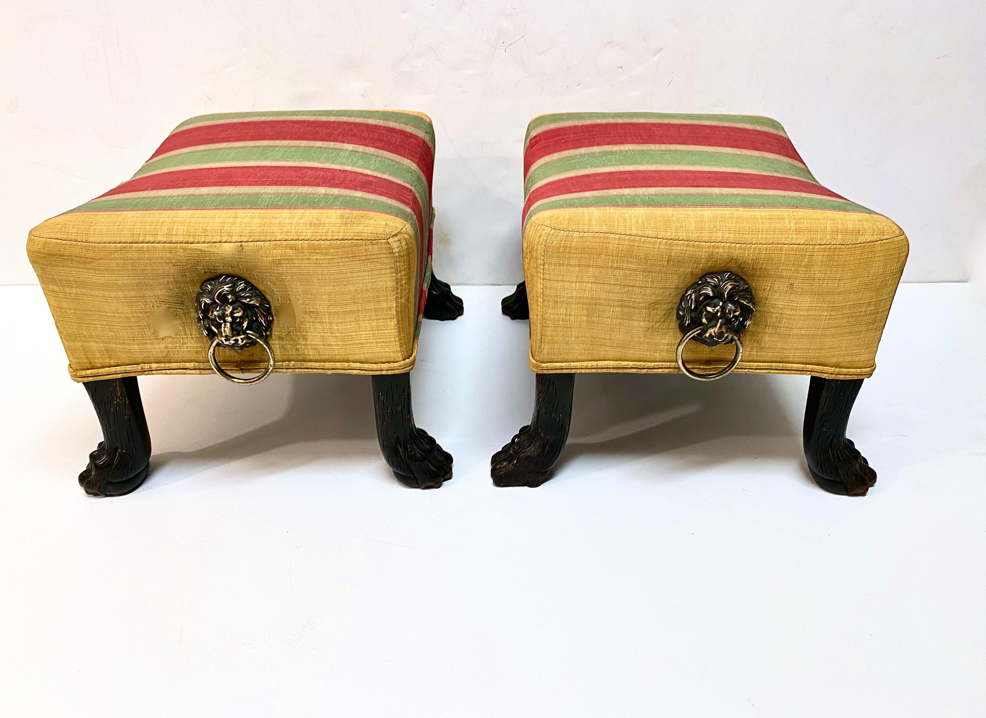 English Pair of Regency Foot Stools For Sale