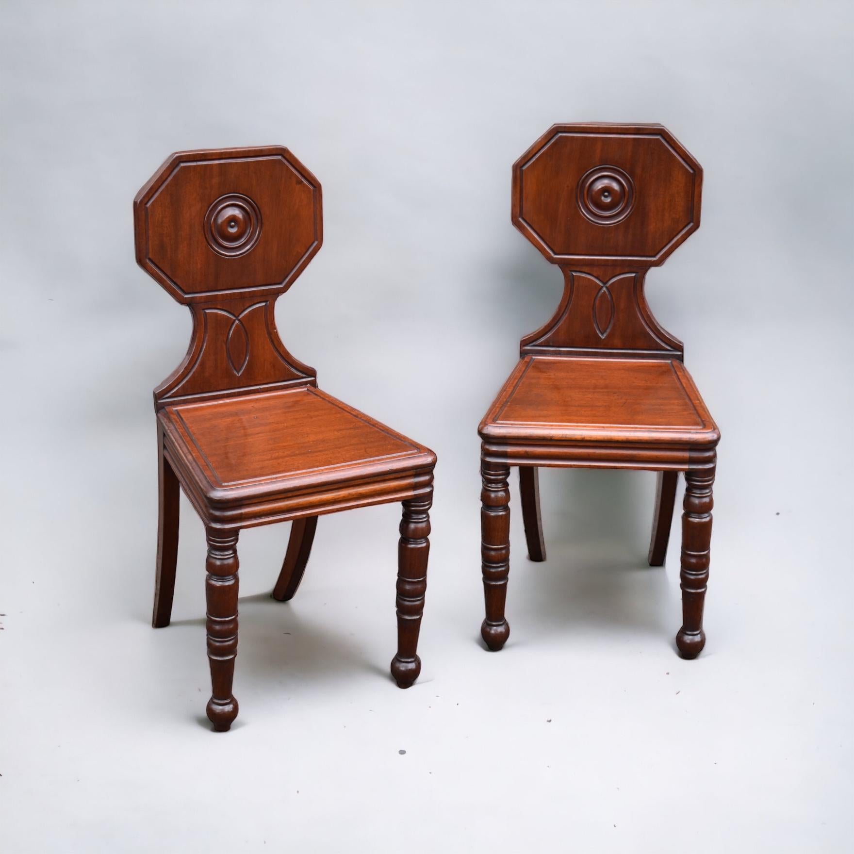 19th Century Pair Regency hall chairs