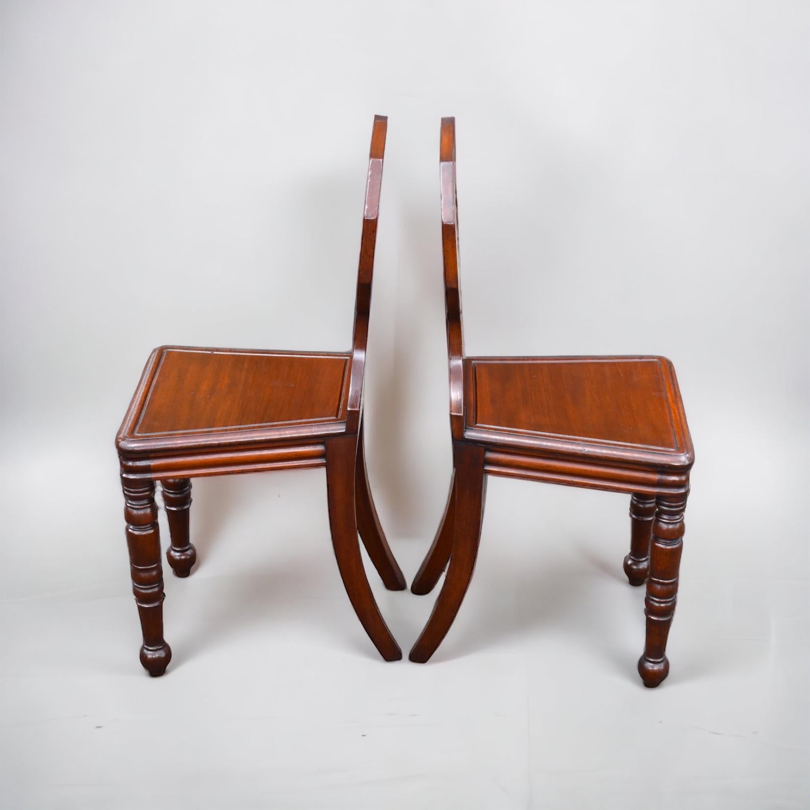 Mahogany Pair Regency hall chairs