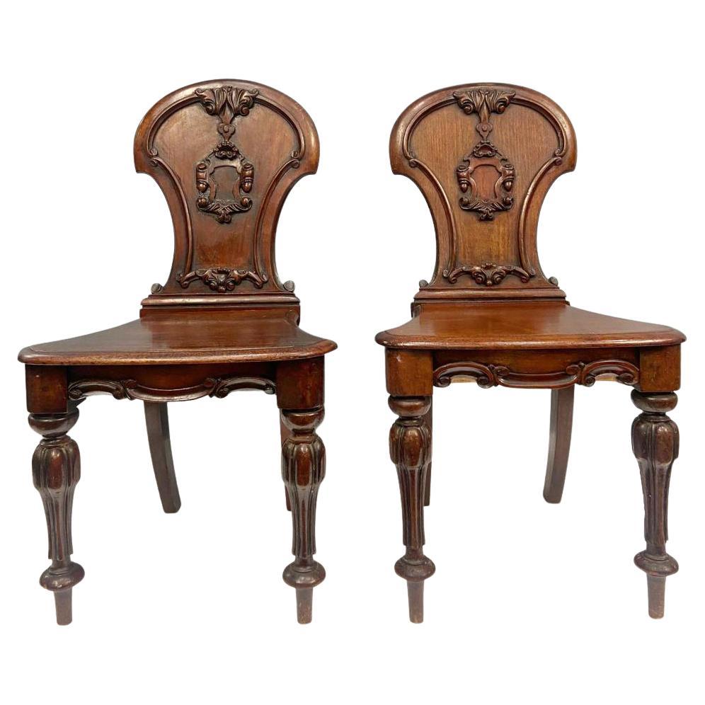 Pair Regency Hall Chairs Gillows Mahogany 1820