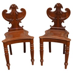 Pair Regency Hall Chairs Shield Back Gillows Mahogany 1815