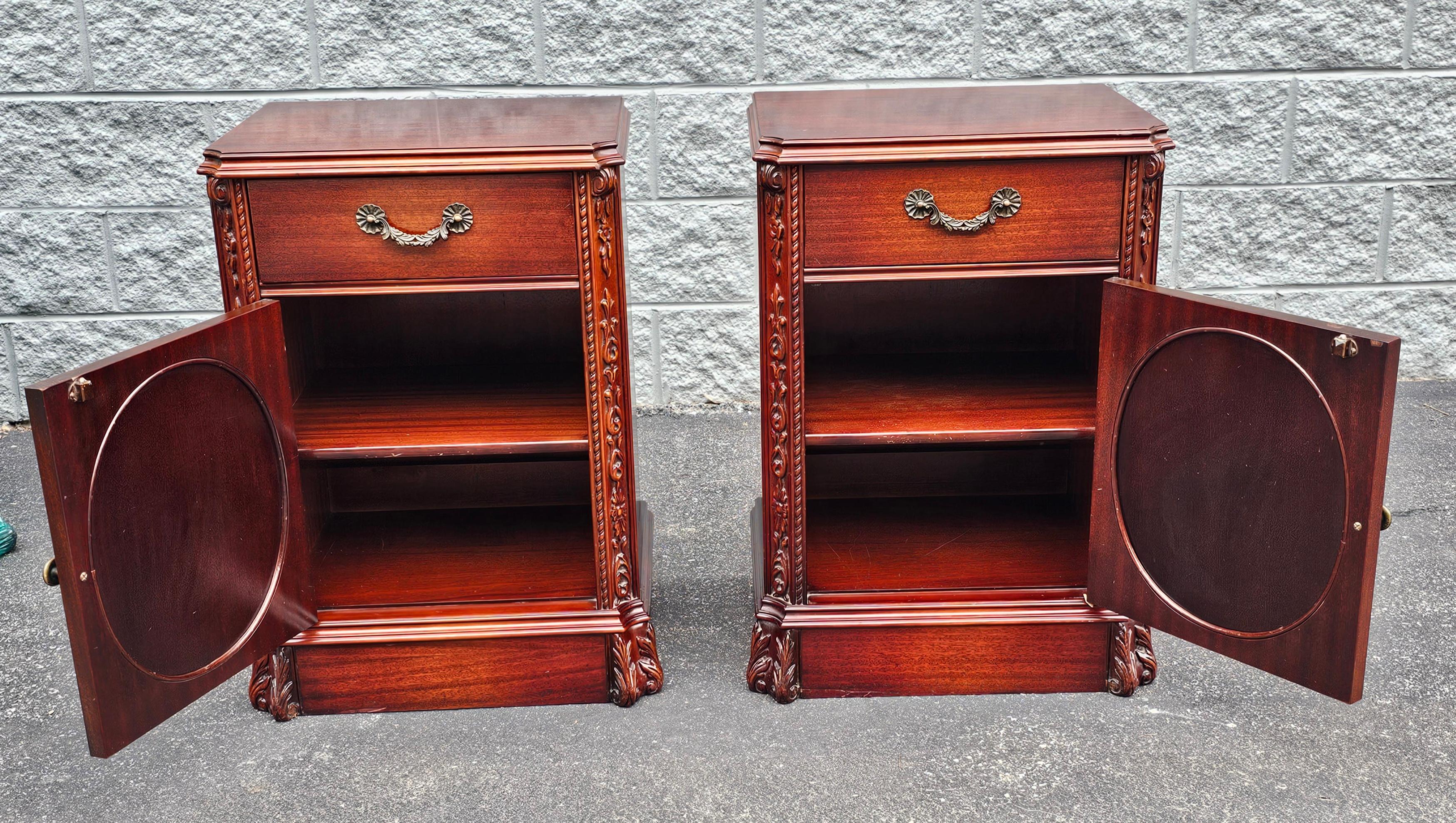 Pair Regency Magogany Tooled Leather Inset Front Side Cabinets For Sale 6