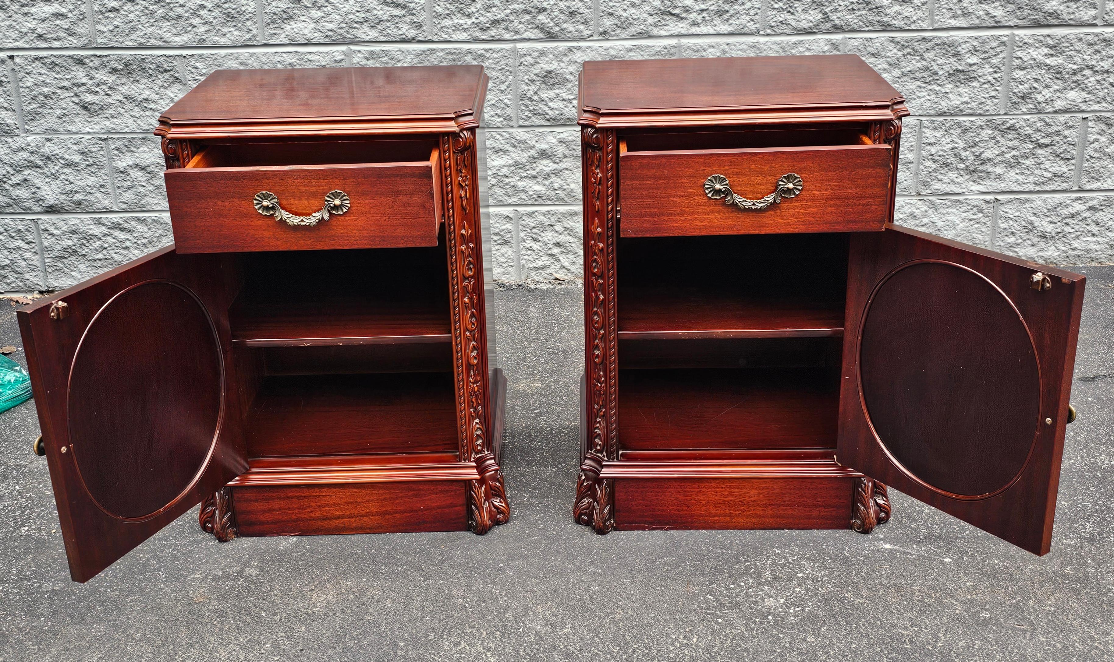 Pair Regency Magogany Tooled Leather Inset Front Side Cabinets For Sale 7