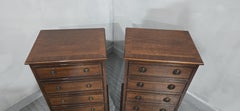 Pair Regency Mahogany Bedside Lamp Chests of Drawers