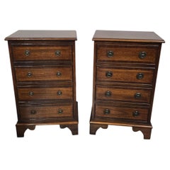 Pair Regency Mahogany Bedside Lamp Chests of Drawers