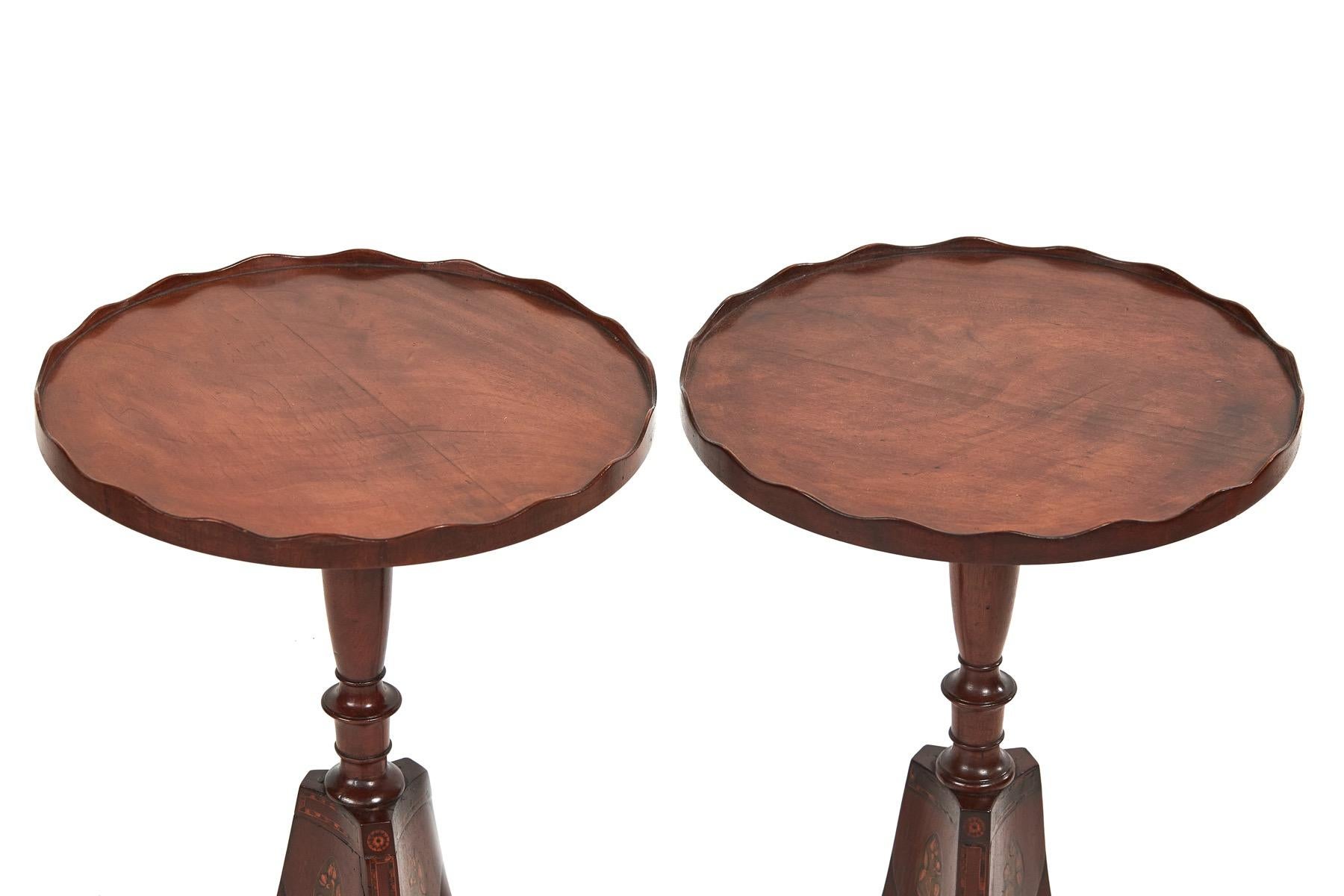 Sheraton Pair Regency Mahogany inlaid Lamp Tables For Sale