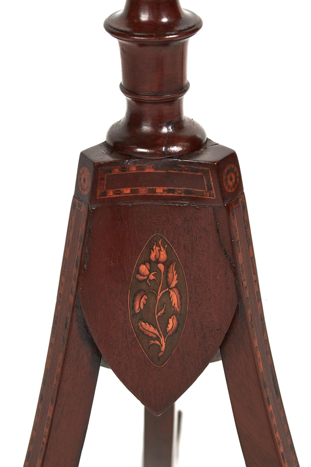 British Pair Regency Mahogany inlaid Lamp Tables For Sale