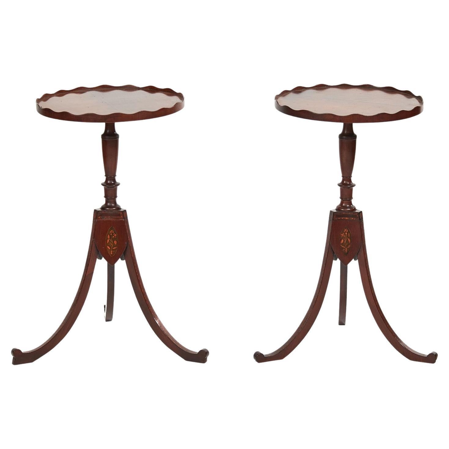 Pair Regency Mahogany inlaid Lamp Tables For Sale
