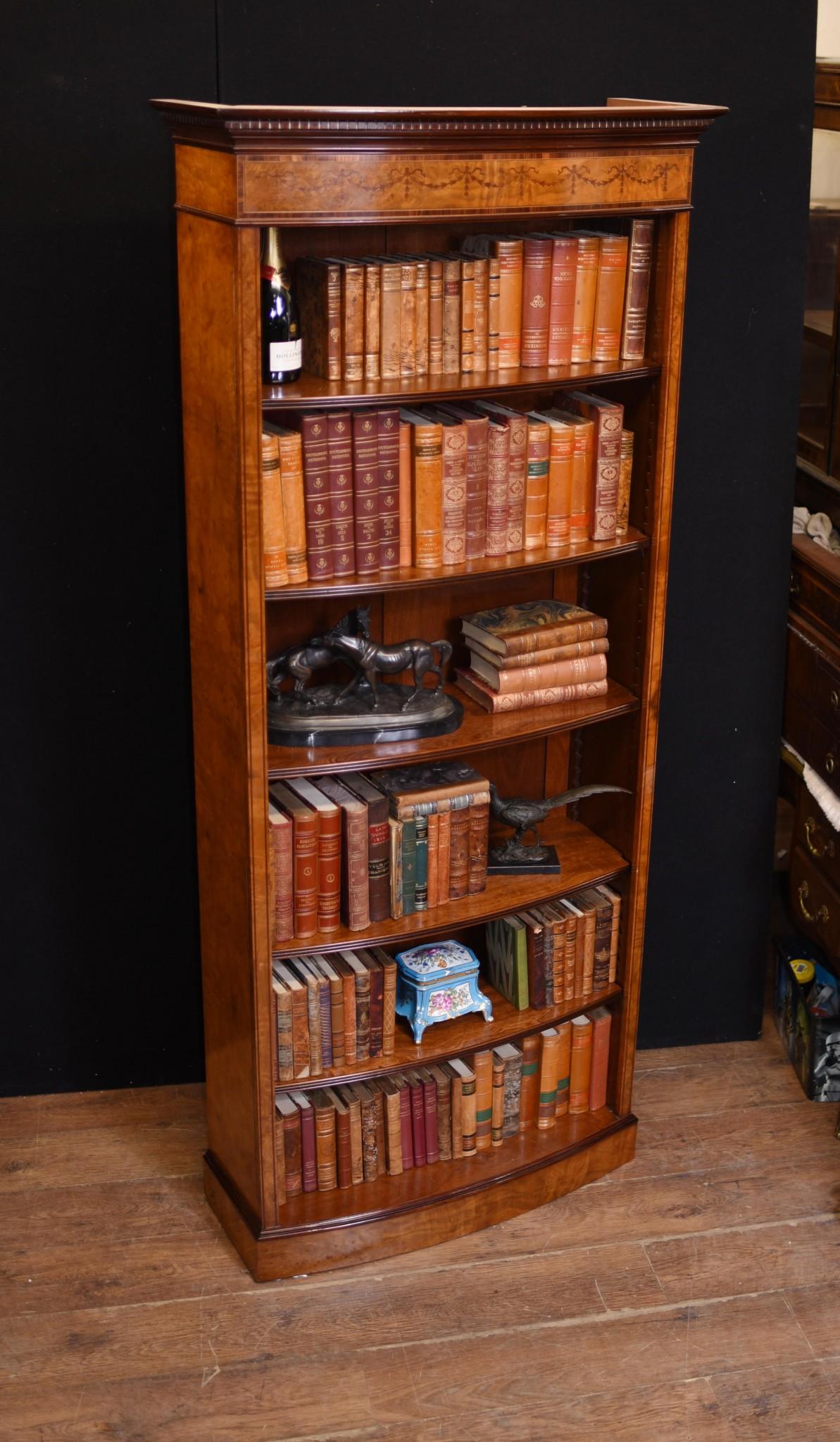 Pair Regency Open Bookcases in Walnut Open Front Bookcase For Sale 6