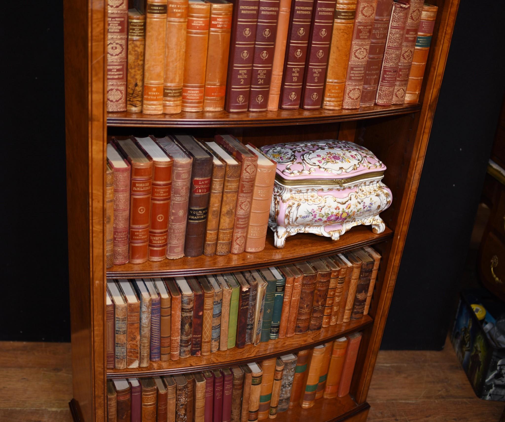 Pair Regency Open Bookcases in Walnut Open Front Bookcase For Sale 7