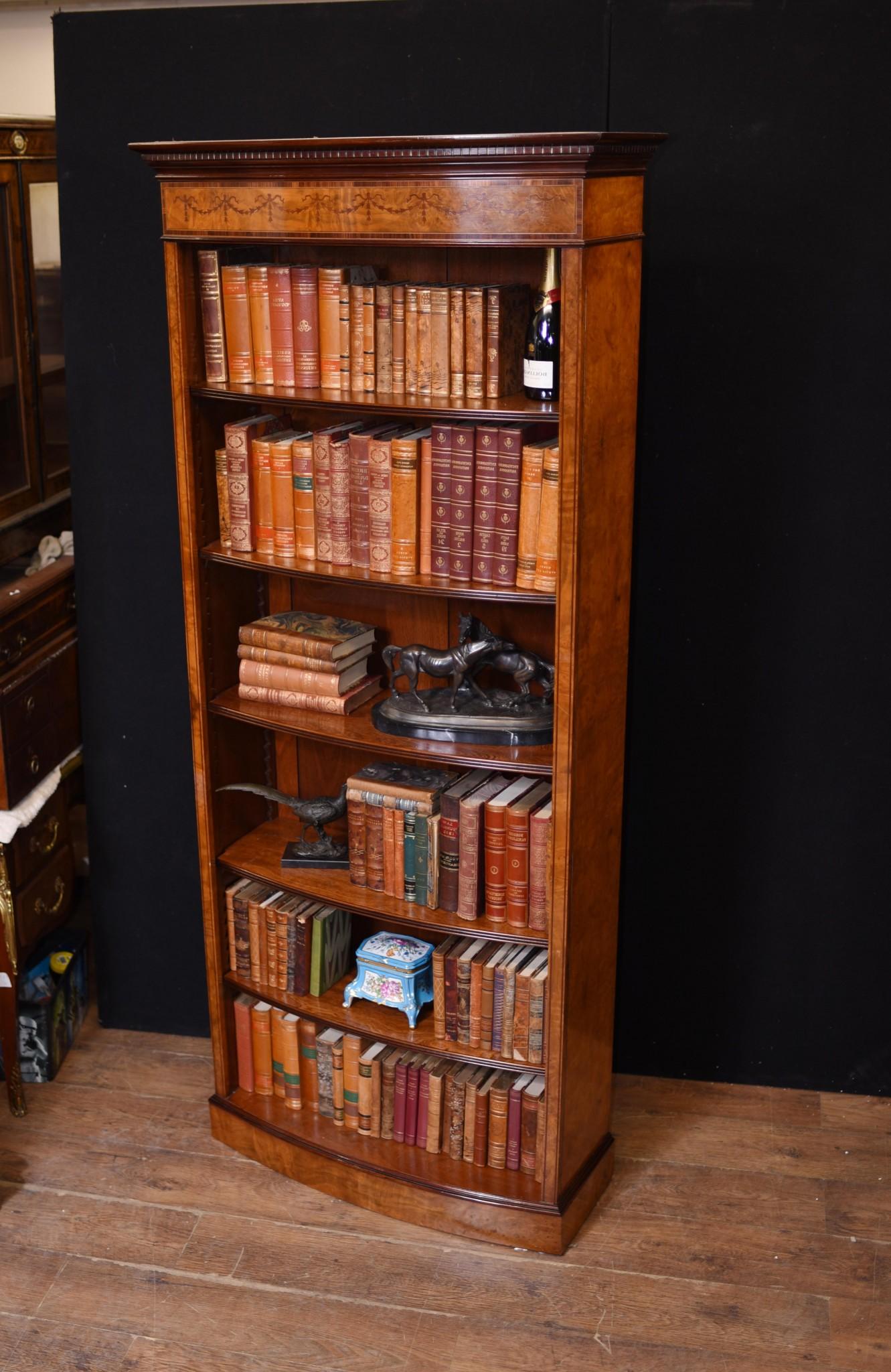 Pair Regency Open Bookcases in Walnut Open Front Bookcase For Sale 8