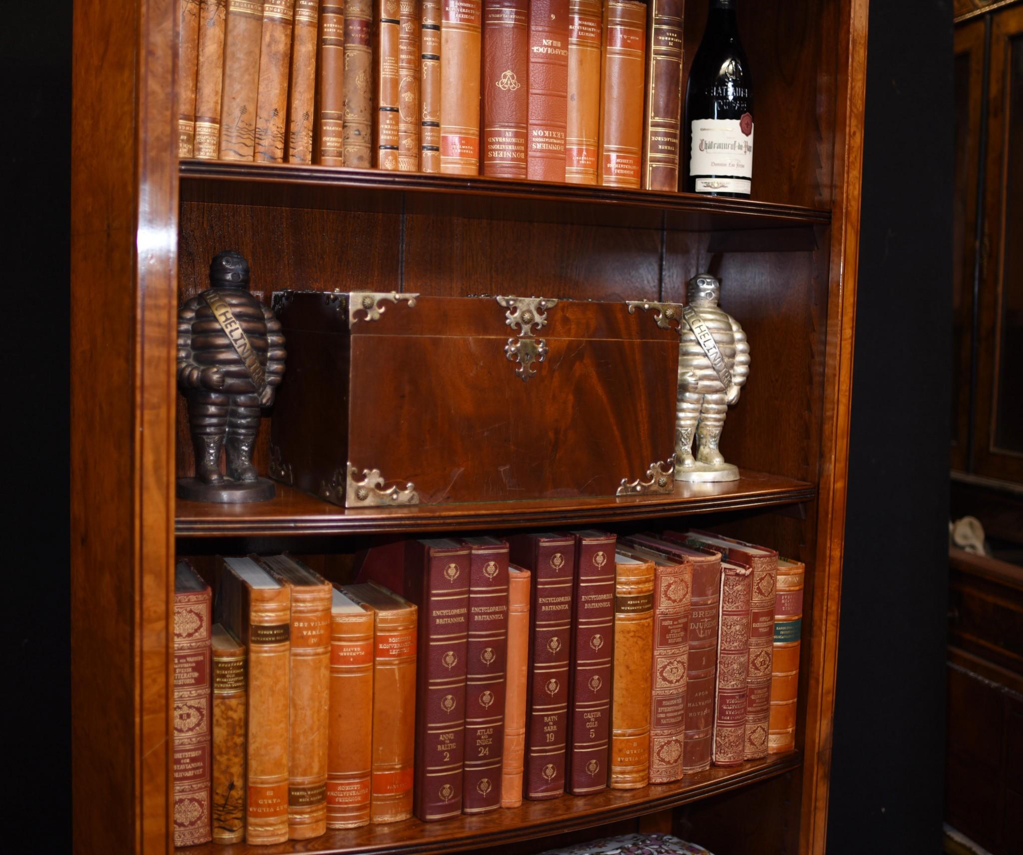 Pair Regency Open Bookcases in Walnut Open Front Bookcase For Sale 9