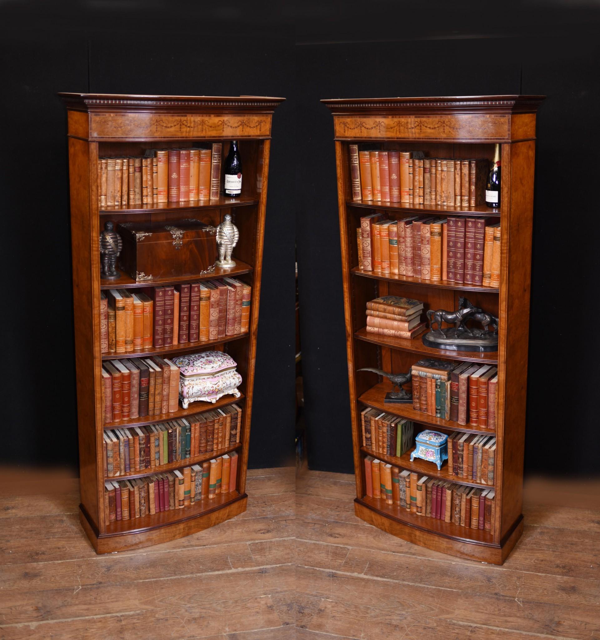 Pair Regency Open Bookcases in Walnut Open Front Bookcase For Sale 10