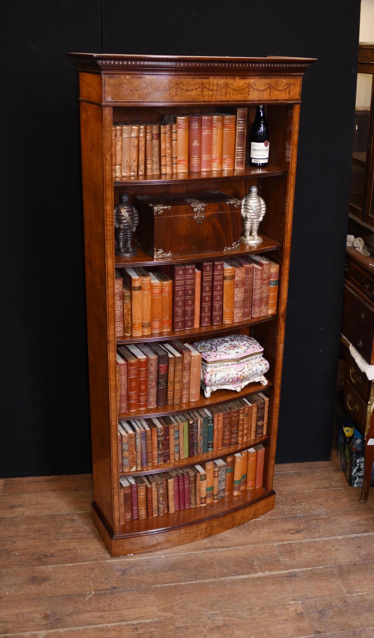 Pair Regency Open Bookcases in Walnut Open Front Bookcase For Sale 11