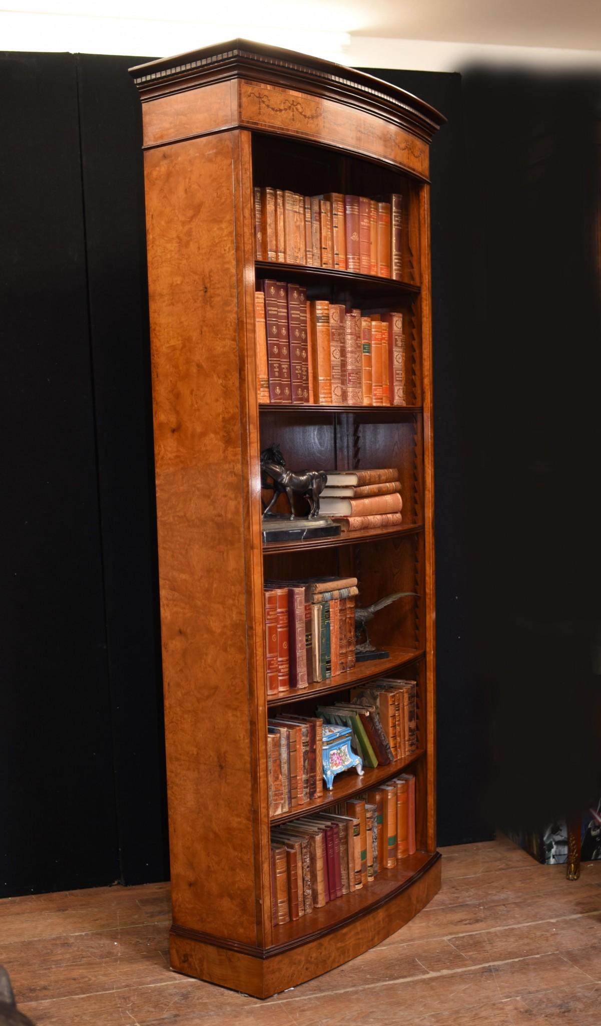 Pair Regency Open Bookcases in Walnut Open Front Bookcase For Sale 15