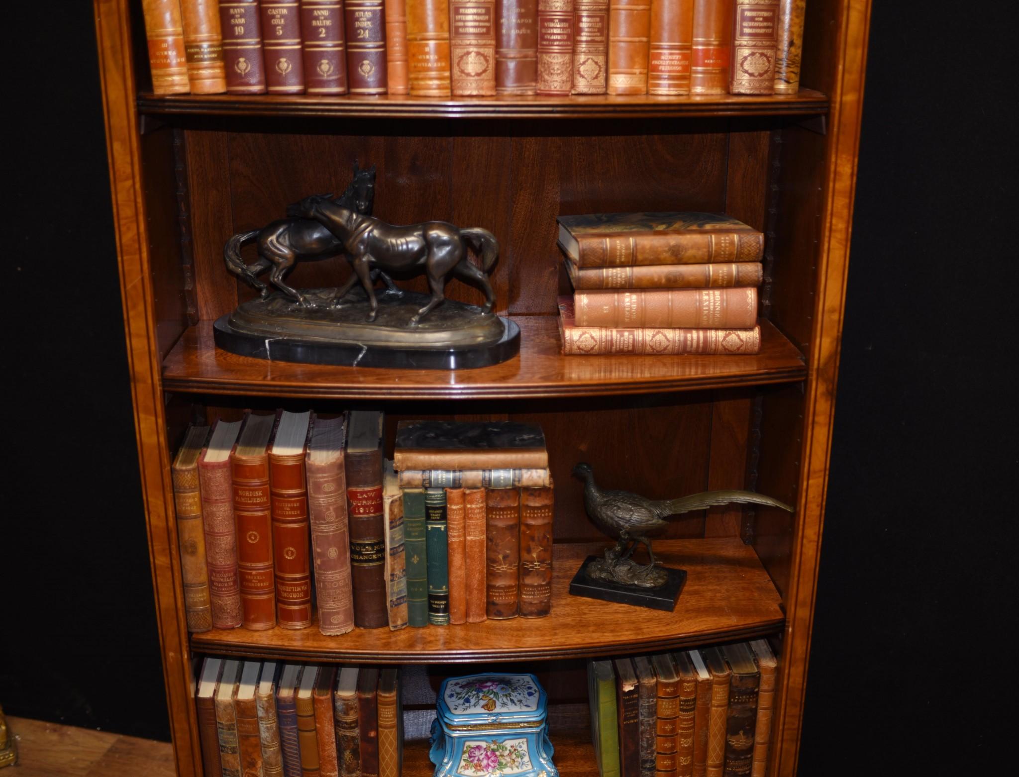 Pair Regency Open Bookcases in Walnut Open Front Bookcase For Sale 16