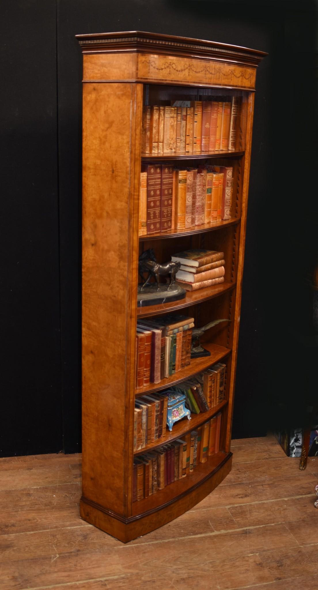 Late 20th Century Pair Regency Open Bookcases in Walnut Open Front Bookcase For Sale