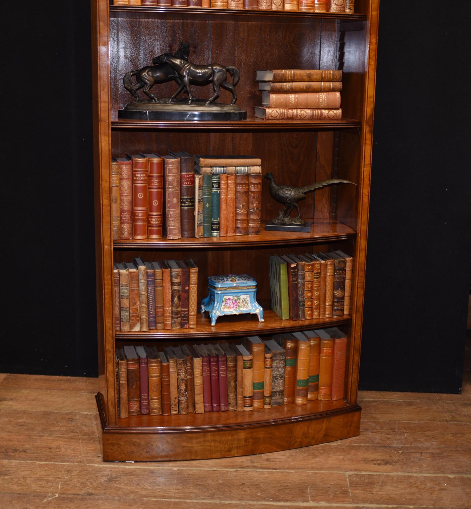 Pair Regency Open Bookcases in Walnut Open Front Bookcase For Sale 4