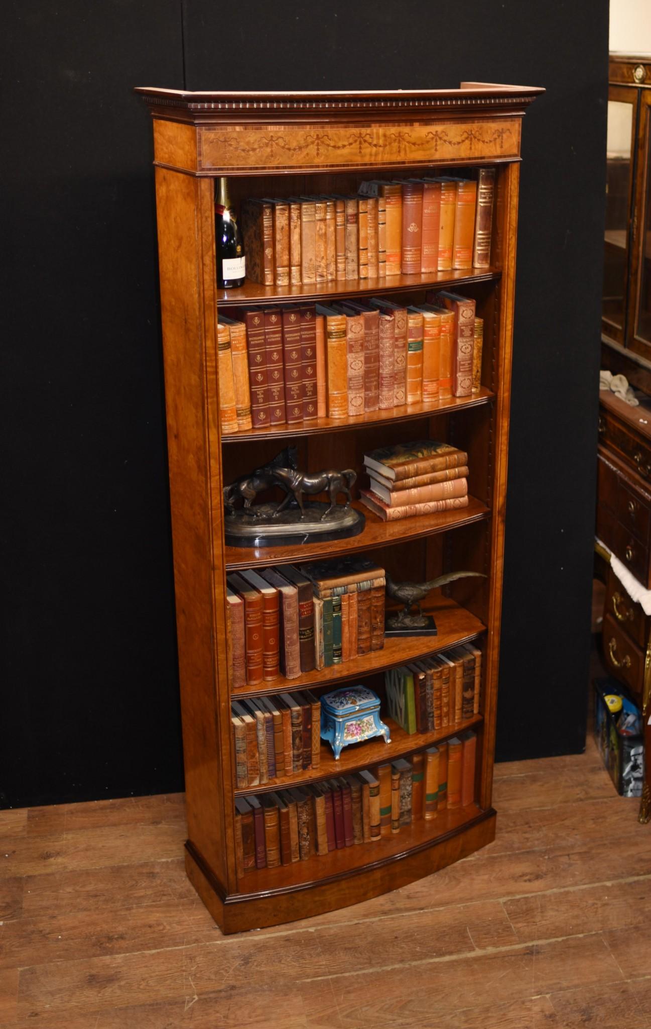 Pair Regency Open Bookcases in Walnut Open Front Bookcase For Sale 5