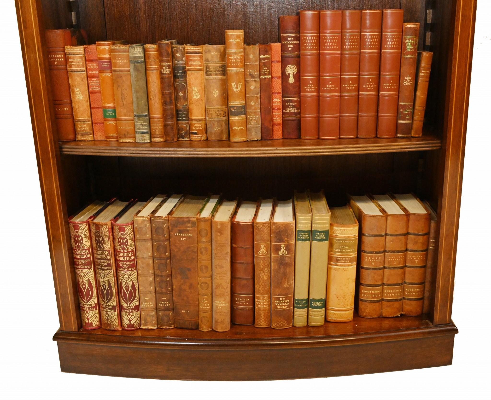 Pair Regency Open Bookcases Mahogany Adjustable Shelving Sheraton Inlay For Sale 11