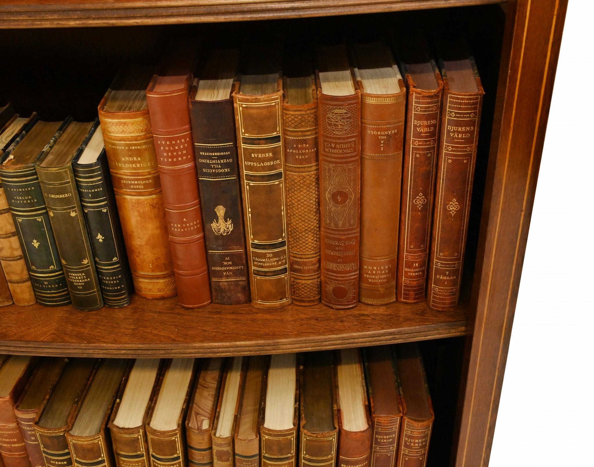 Paire de bibliothèques ouvertes Regency en acajou avec étagères réglables incrustation Sheraton en vente 11