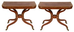 Pair Regency period Brass inlaid card tables, circa 1820