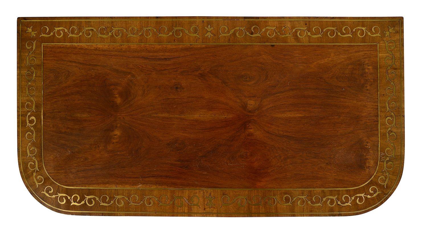 Intarsio Pair Regency period Brass inlaid card tables, circa 1820 in vendita