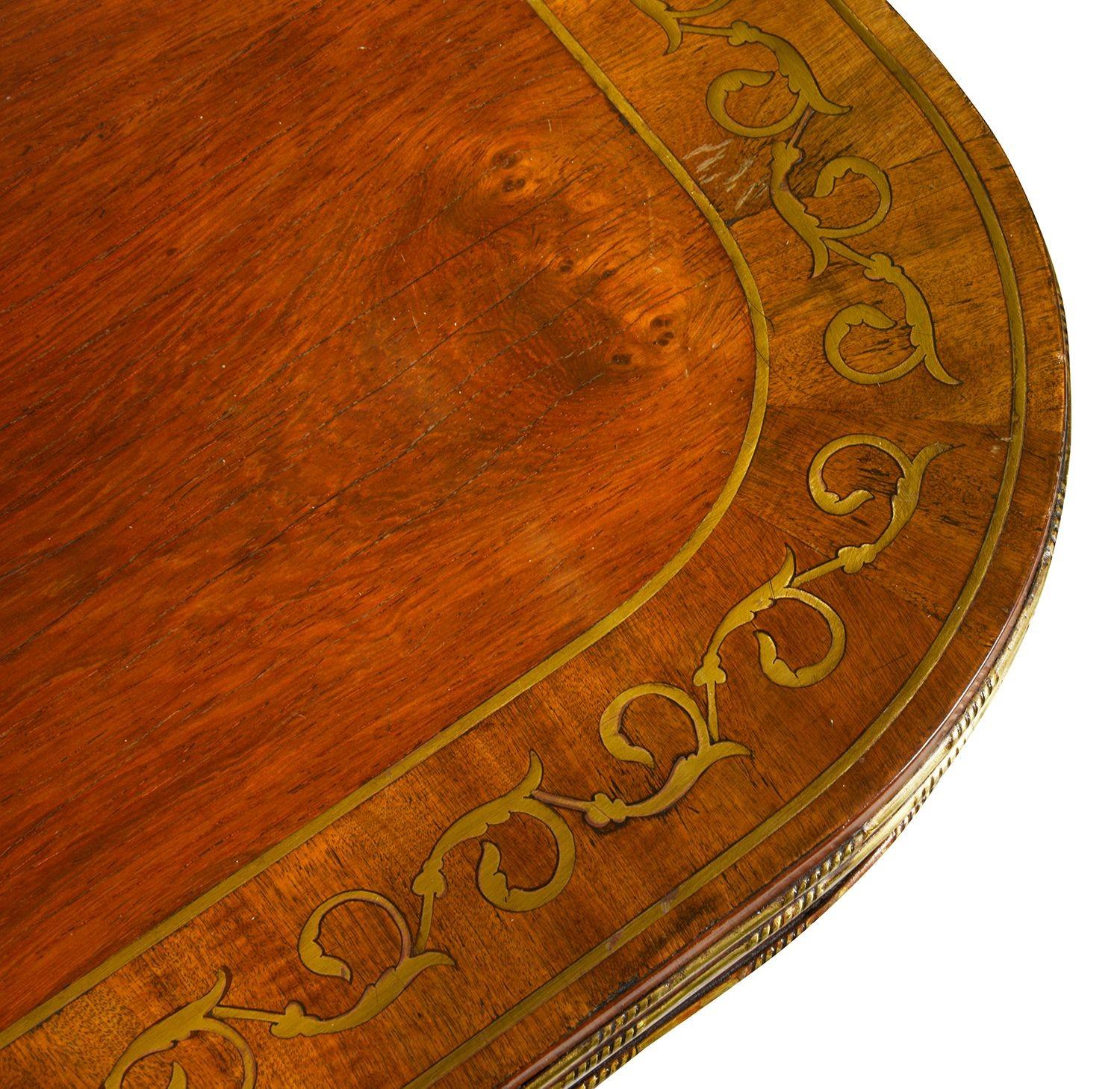 Pair Regency period Brass inlaid card tables, circa 1820 In condizioni buone in vendita a Brighton, Sussex