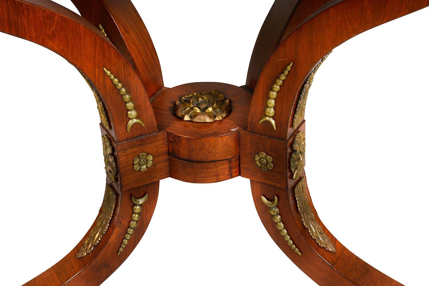 XIX secolo Pair Regency period Brass inlaid card tables, circa 1820 in vendita