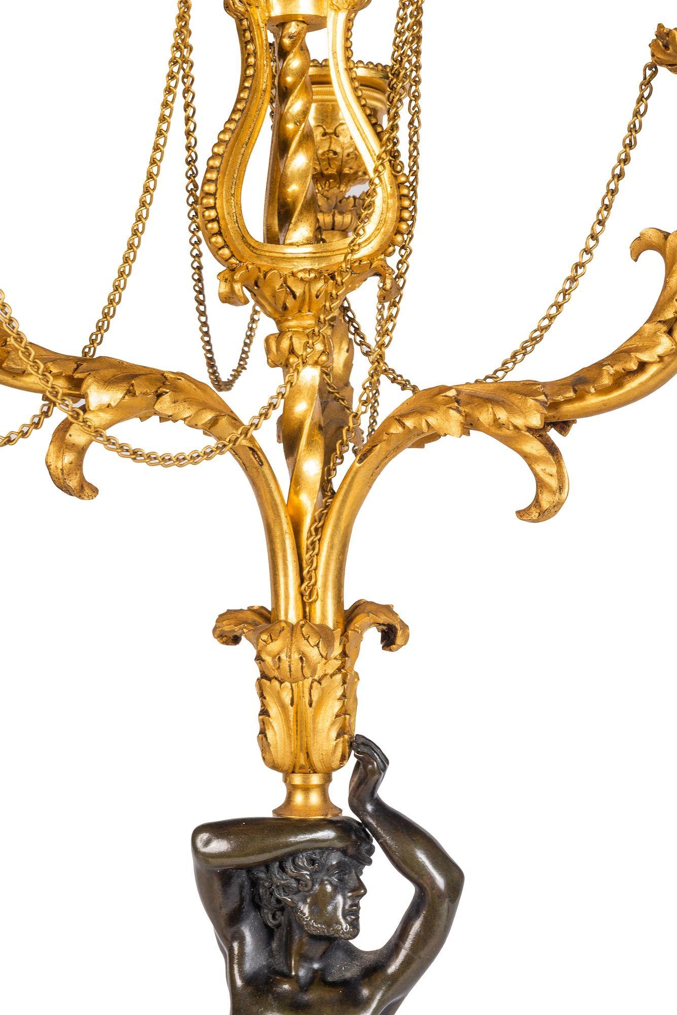 Pair Regency period bronze candelabra, circa 1820 For Sale 4