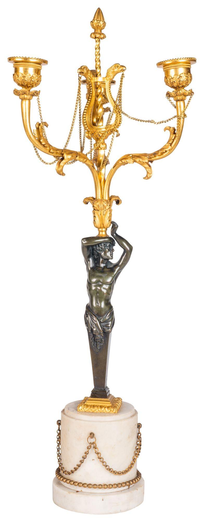 English Pair Regency period bronze candelabra, circa 1820 For Sale