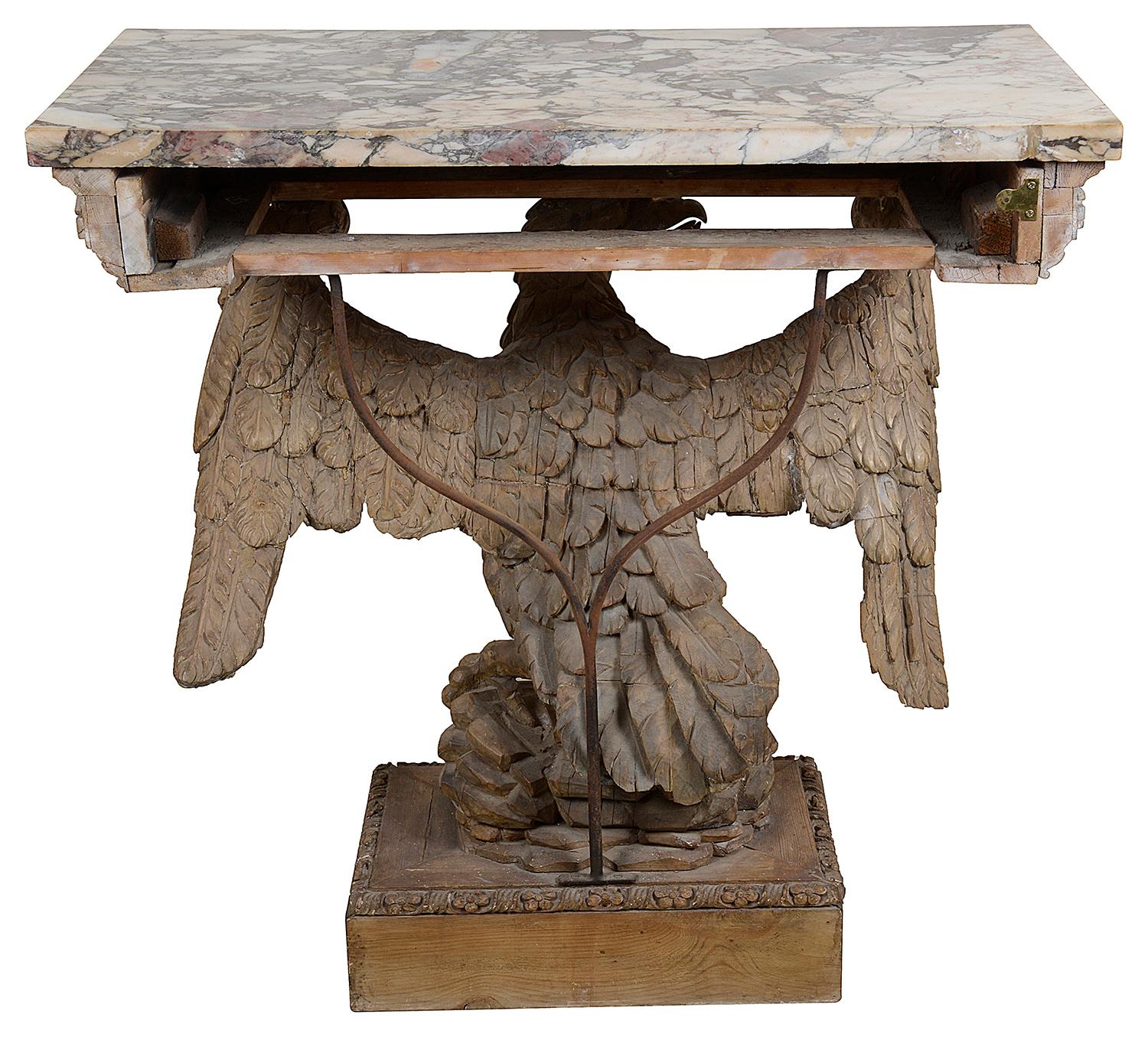 Pair of Regency Period Carved Eagle Console Tables 5