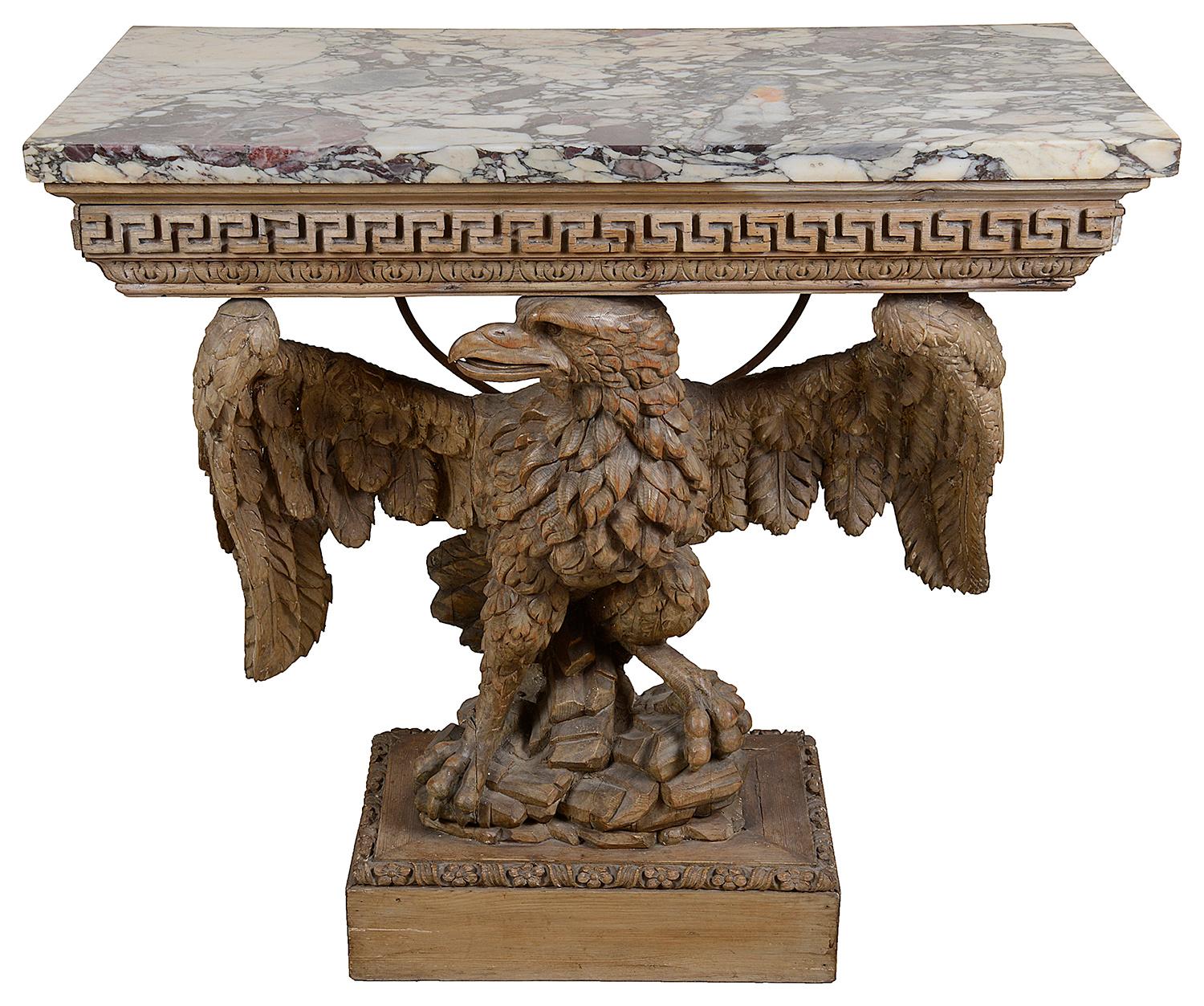 Scottish Pair of Regency Period Carved Eagle Console Tables