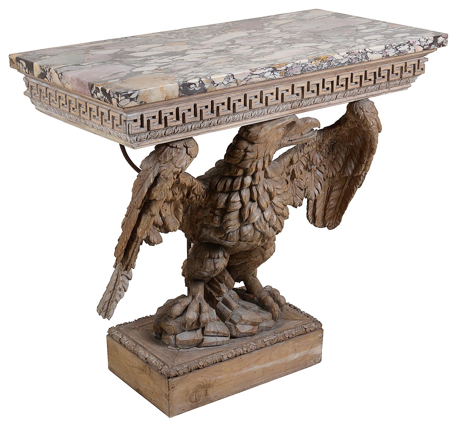 19th Century Pair of Regency Period Carved Eagle Console Tables