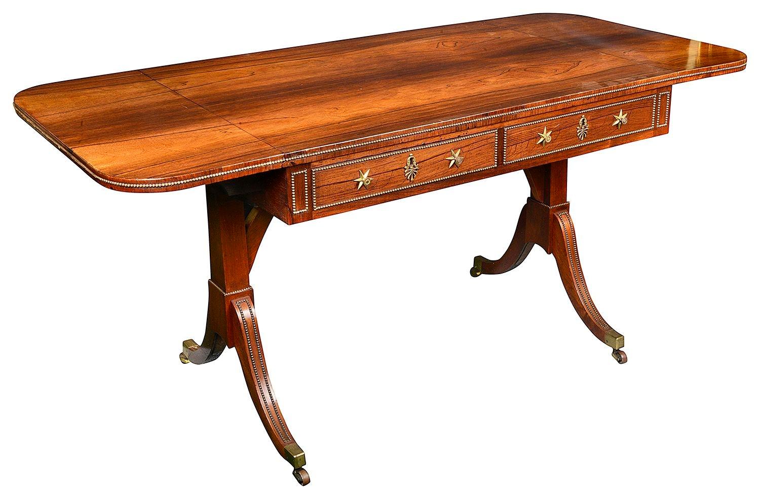 Veneer Pair Regency period Sofa Tables, circa 1820 For Sale