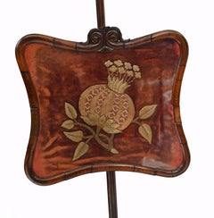 Pair Regency Pole Screens Fire Needlepoint Tapestry, 1830