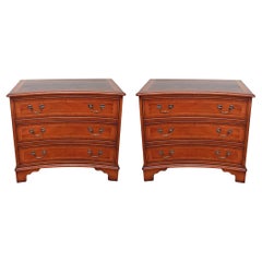 Pair Regency Revival Bedside Chests Mahogany Nightstands