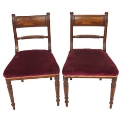 Pair Regency Rope Back Walnut Dining or Occasional Chairs, Scotland 1840, H505