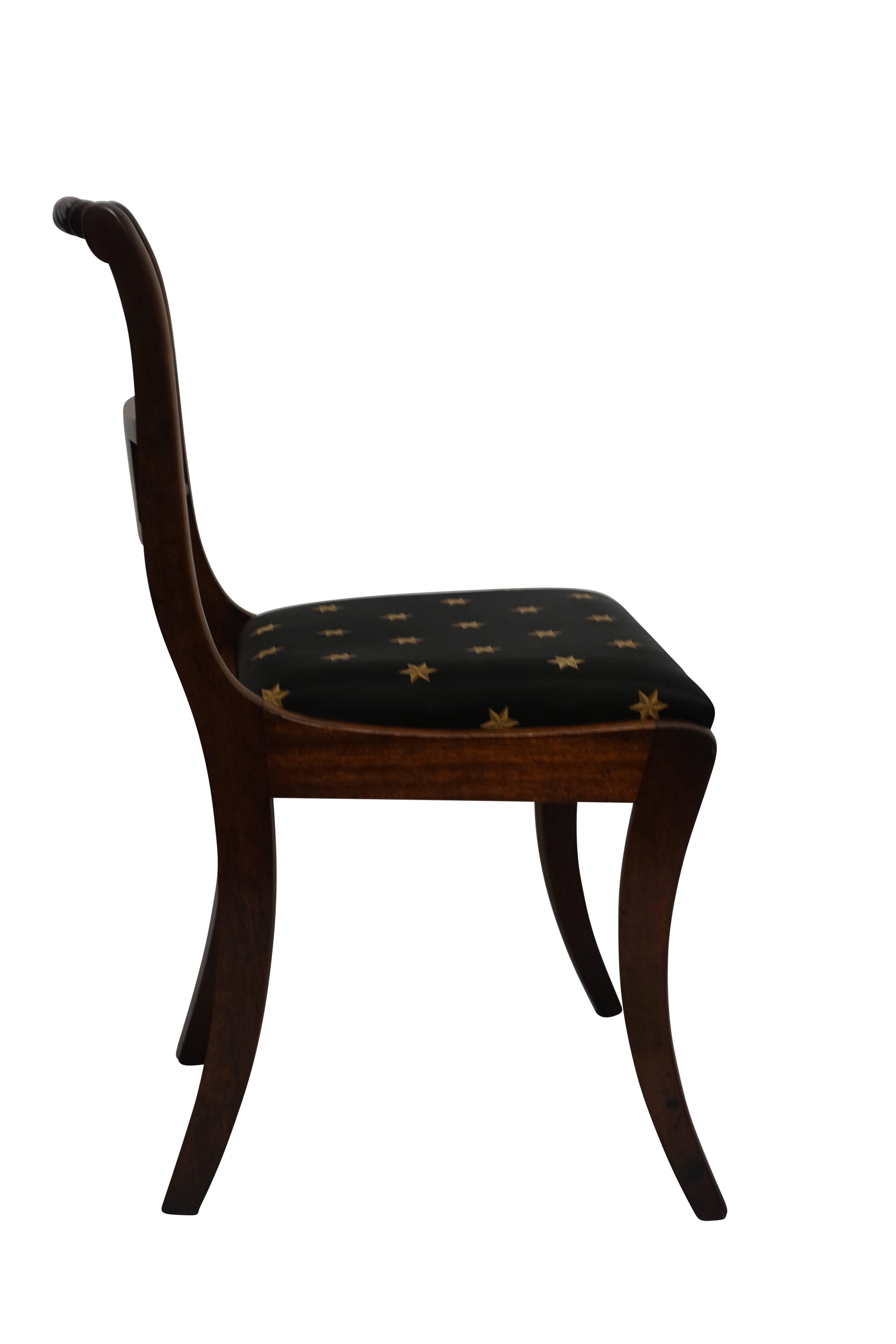 English Pair of Regency Rosewood Dining Side Chairs, England, circa 1820