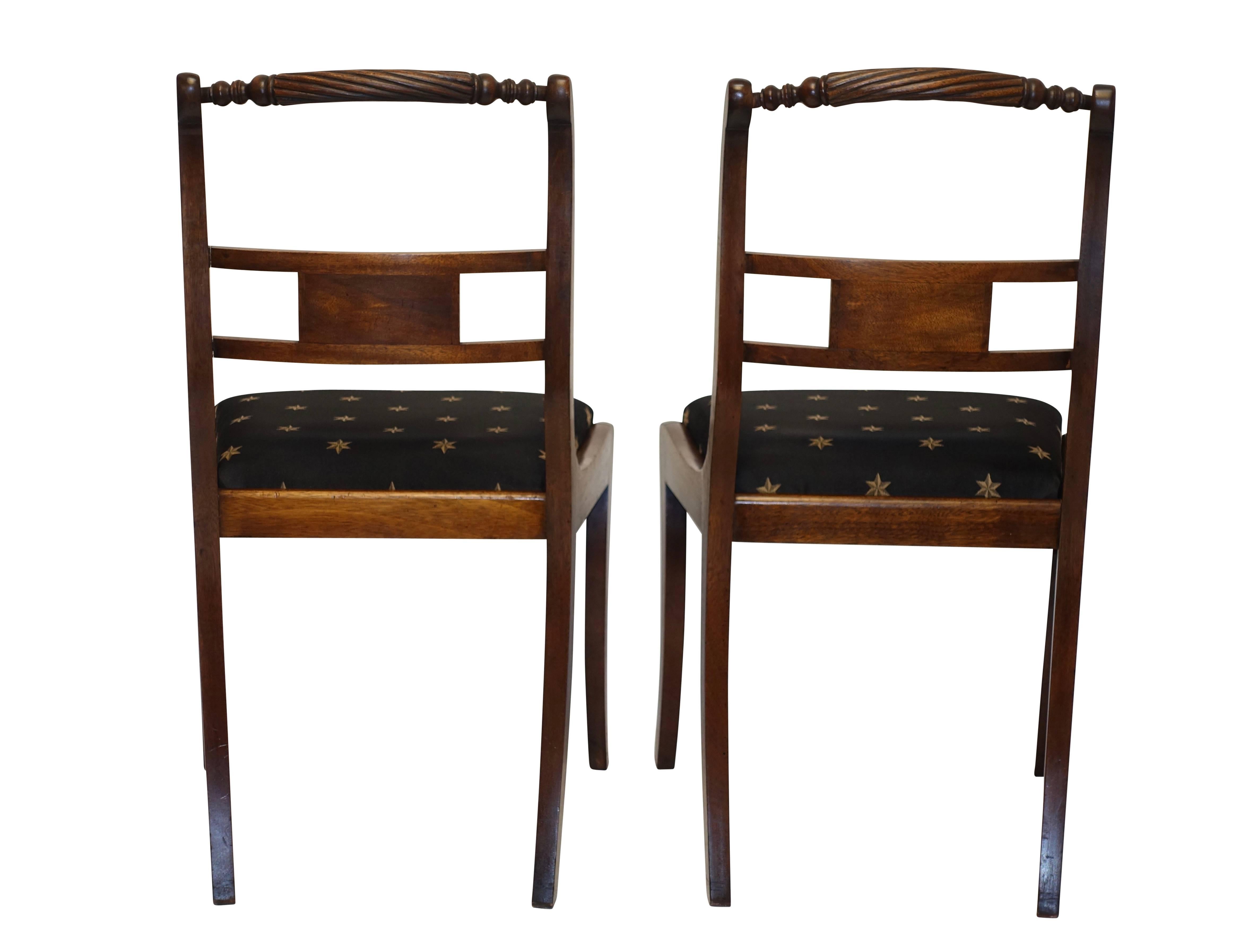 19th Century Pair of Regency Rosewood Dining Side Chairs, England, circa 1820