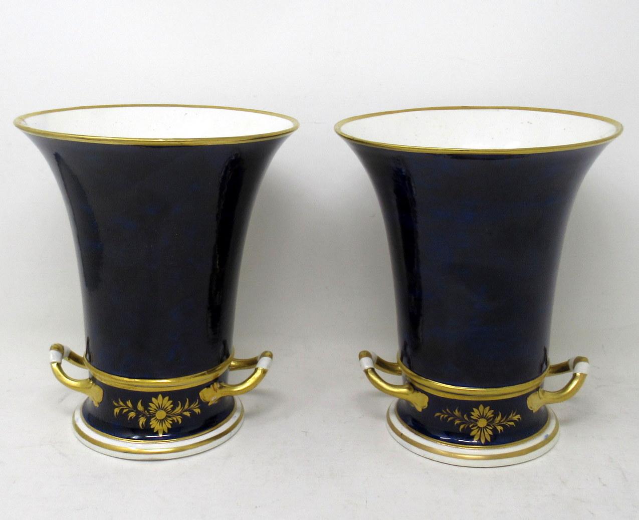 Ceramic Pair Regency Royal Crown Derby Campana Porcelain Urns Vases Robert Brewer 19 Ct