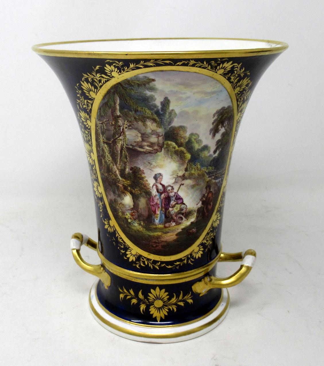 Pair Regency Royal Crown Derby Campana Porcelain Urns Vases Robert Brewer 19 Ct 1