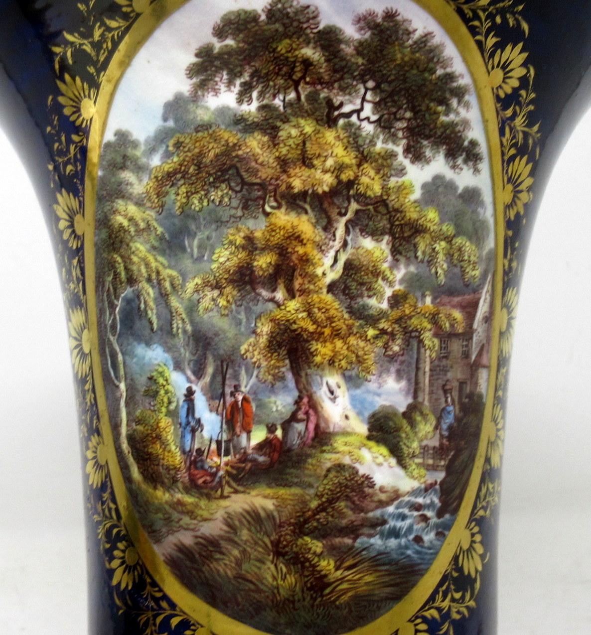 Pair Regency Royal Crown Derby Campana Porcelain Urns Vases Robert Brewer 19 Ct 3