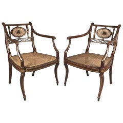 Antique Pair of Regency Simulated Rosewood Armchairs
