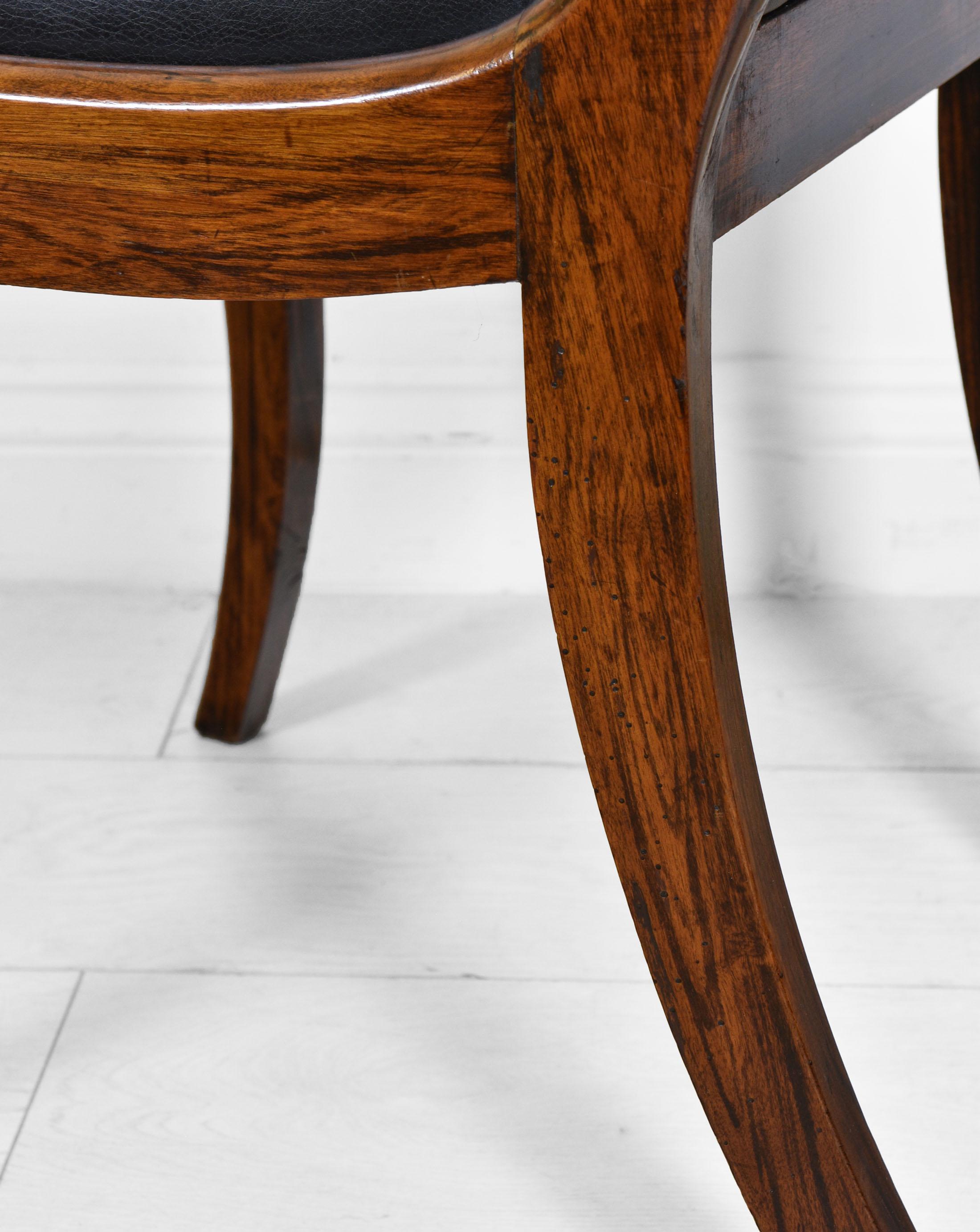 Pair Regency Simulated Rosewood & Leather Trafalgar Chairs, Circa 1820 4